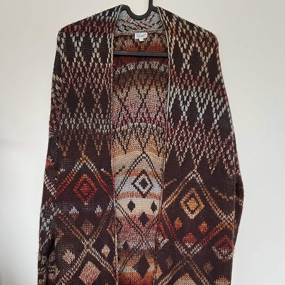 Elegant Multicolor Geometric Cardigan